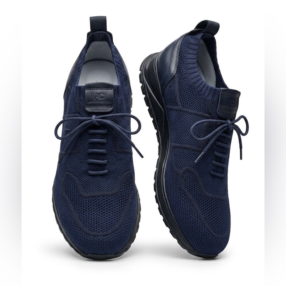 Alberto Ciccioli Mens Navy Knit Lace-Up Comfort Summer Sneakers 42 EU
